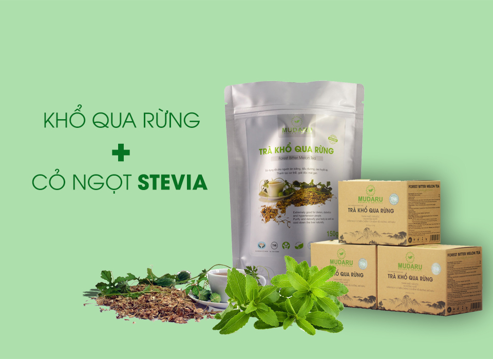 Trà Khổ qua rừng MUDARU có thành phần Cỏ ngọt Stevia